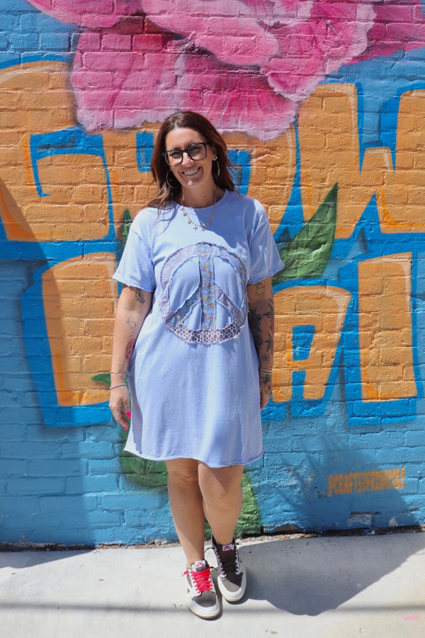 Peace Tunic Dress in Baby Blue Wild Bohemian 