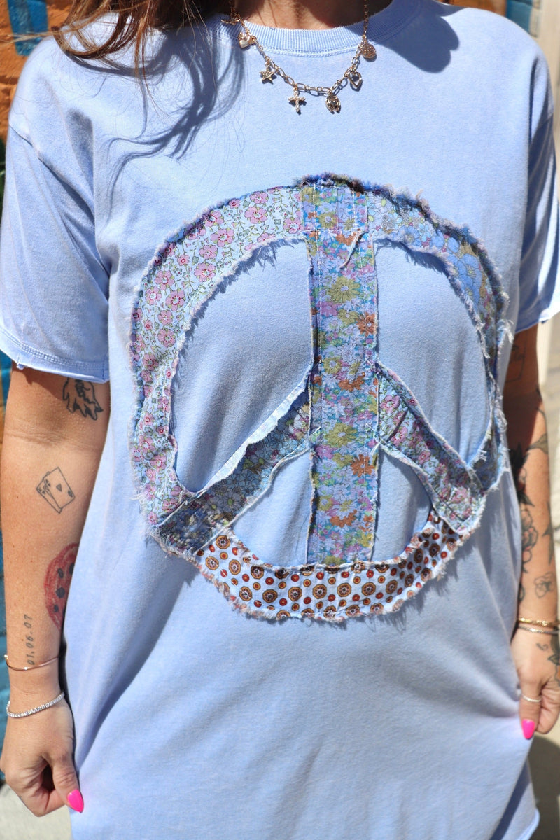 Peace Tunic Dress in Baby Blue Wild Bohemian 