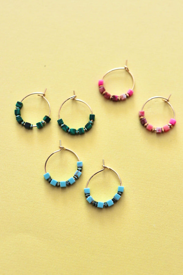 Stone Hoop Earrings Wild Bohemian 