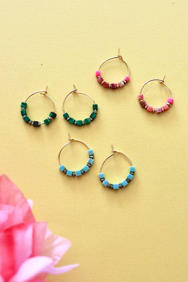 Stone Hoop Earrings Wild Bohemian 