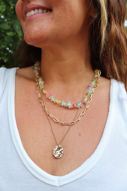 Natural Stone Layered Necklace NECKLACES Josslyn 