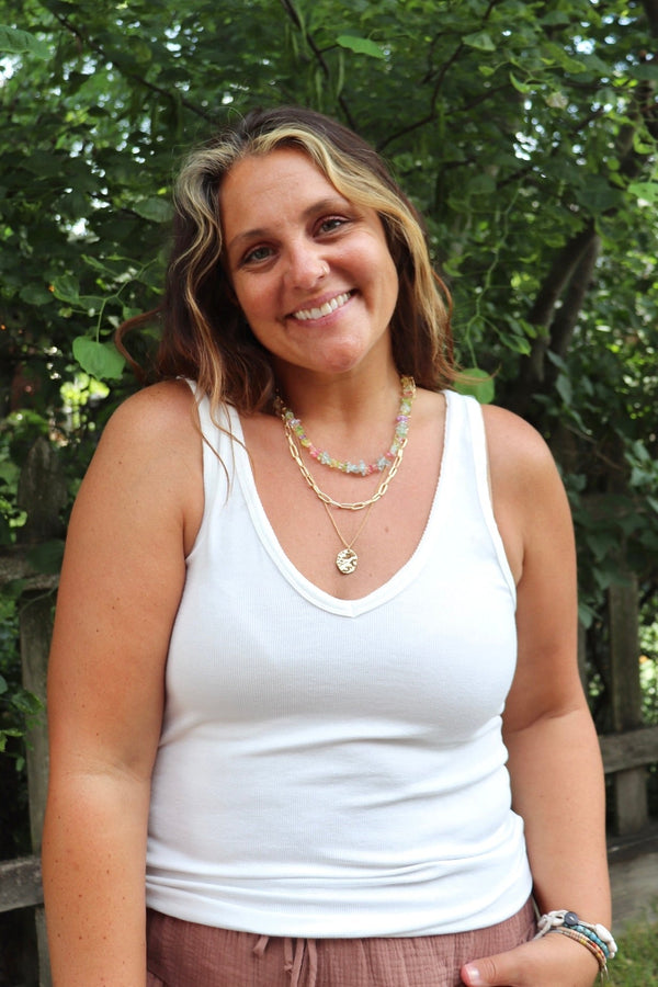 Ally Ribbed Tank in White TOPS POL 