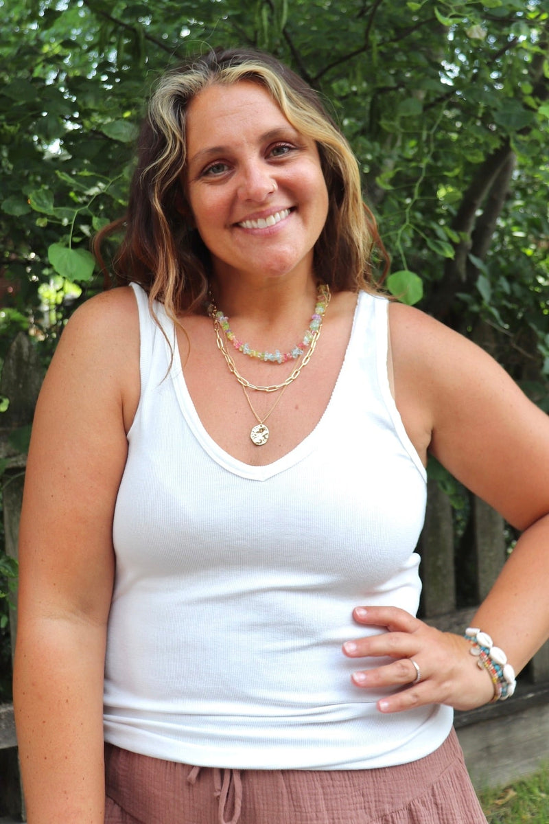 Ally Ribbed Tank in White TOPS POL 