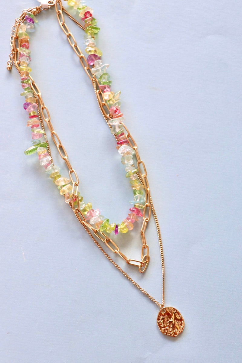 Natural Stone Layered Necklace NECKLACES Josslyn 