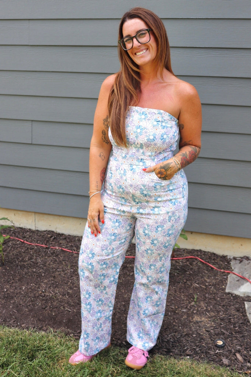 Delaney Floral Denim Jumpsuit JUMPSUIT POLYGRAM 