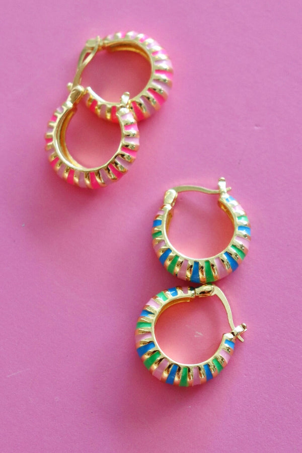 Enamel Hoop Earrings EARRINGS Josslyn PINK 