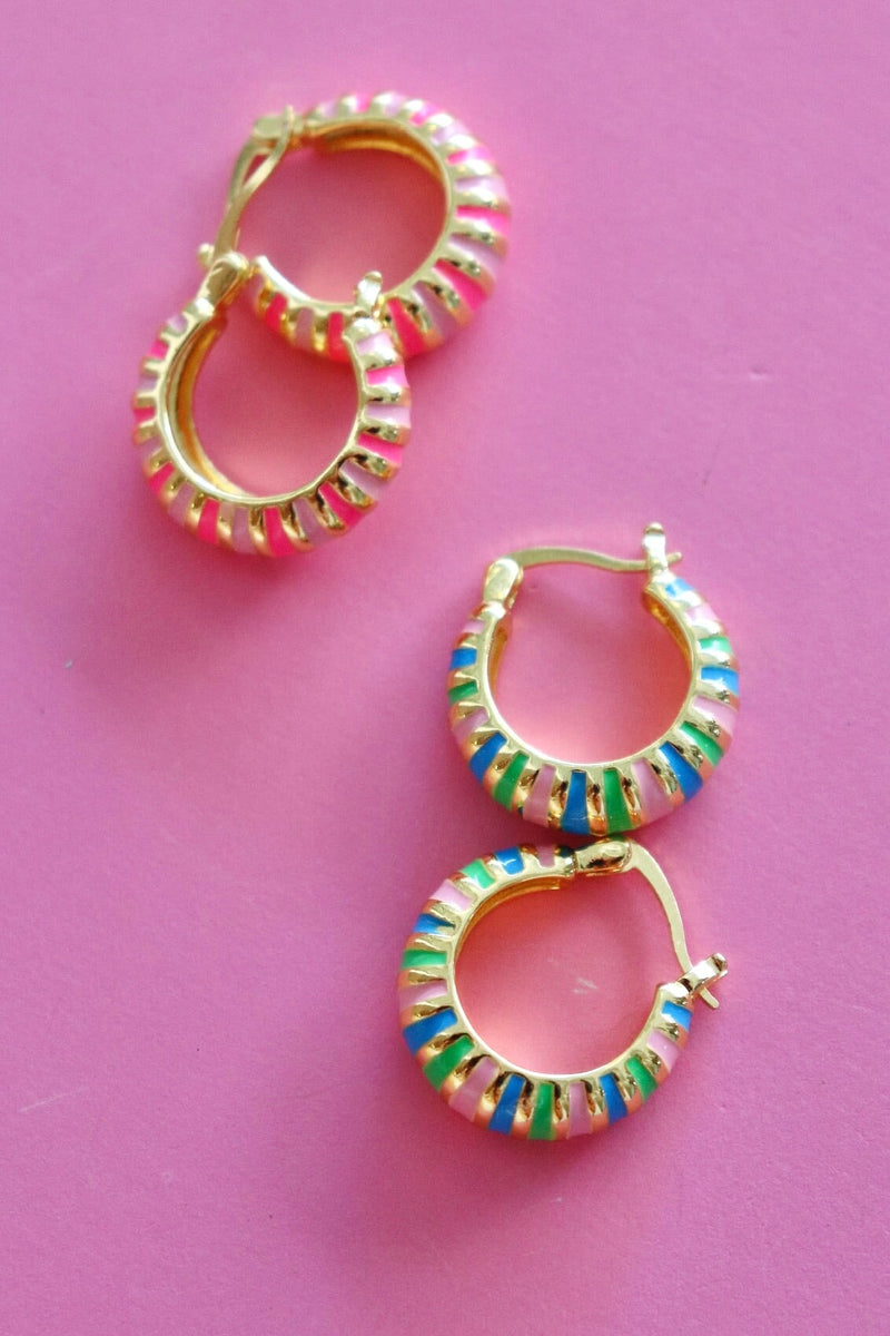 Enamel Hoop Earrings EARRINGS Josslyn PINK 
