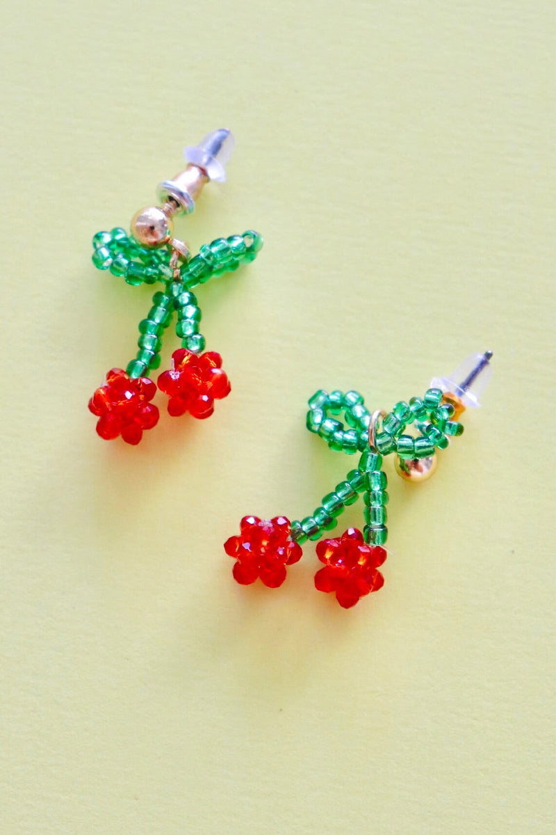 Cherry Beaded Earrings EARRINGS Josslyn 