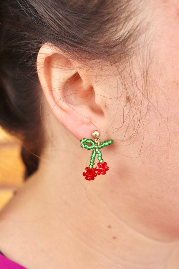 Cherry Beaded Earrings EARRINGS Josslyn 