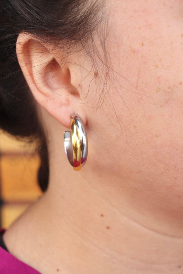 Tarnish Free Mixed Metals Hoop Earrings EARRINGS Josslyn 