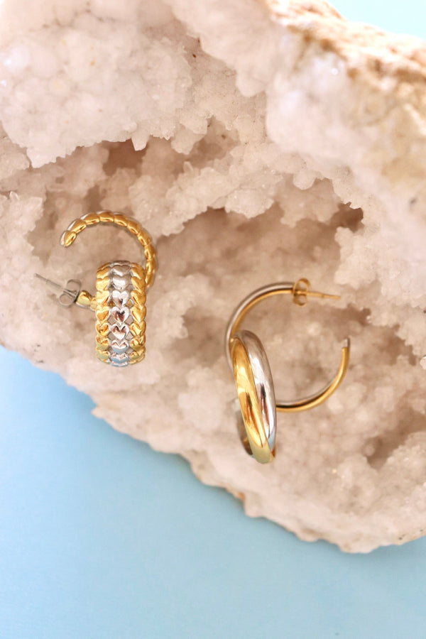 Tarnish Free Mixed Metals Hoop Earrings EARRINGS Josslyn 