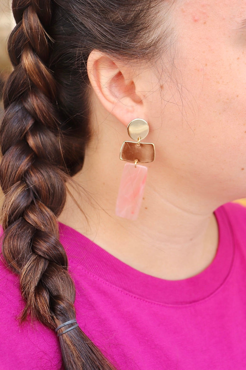 Acrylic Geo Drop Earrings EARRINGS Josslyn SANDSTONE 