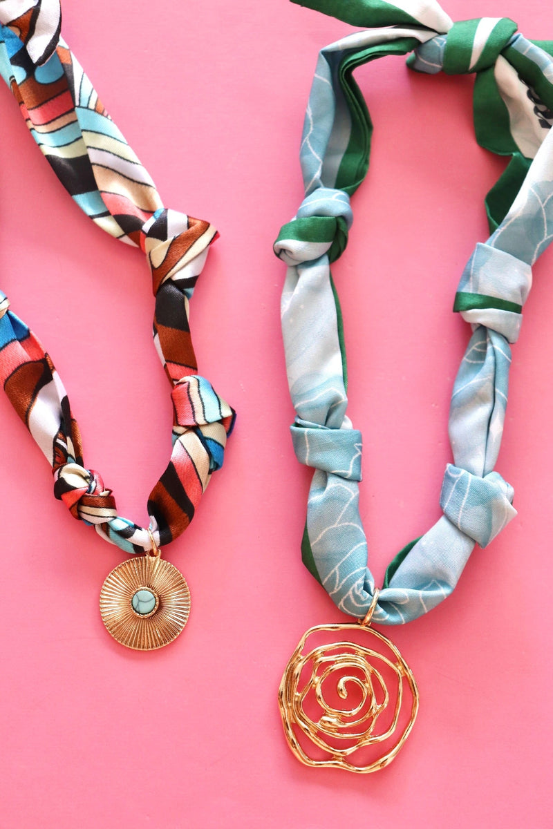 Bandana Scarf Pendant Necklace NECKLACES Josslyn 