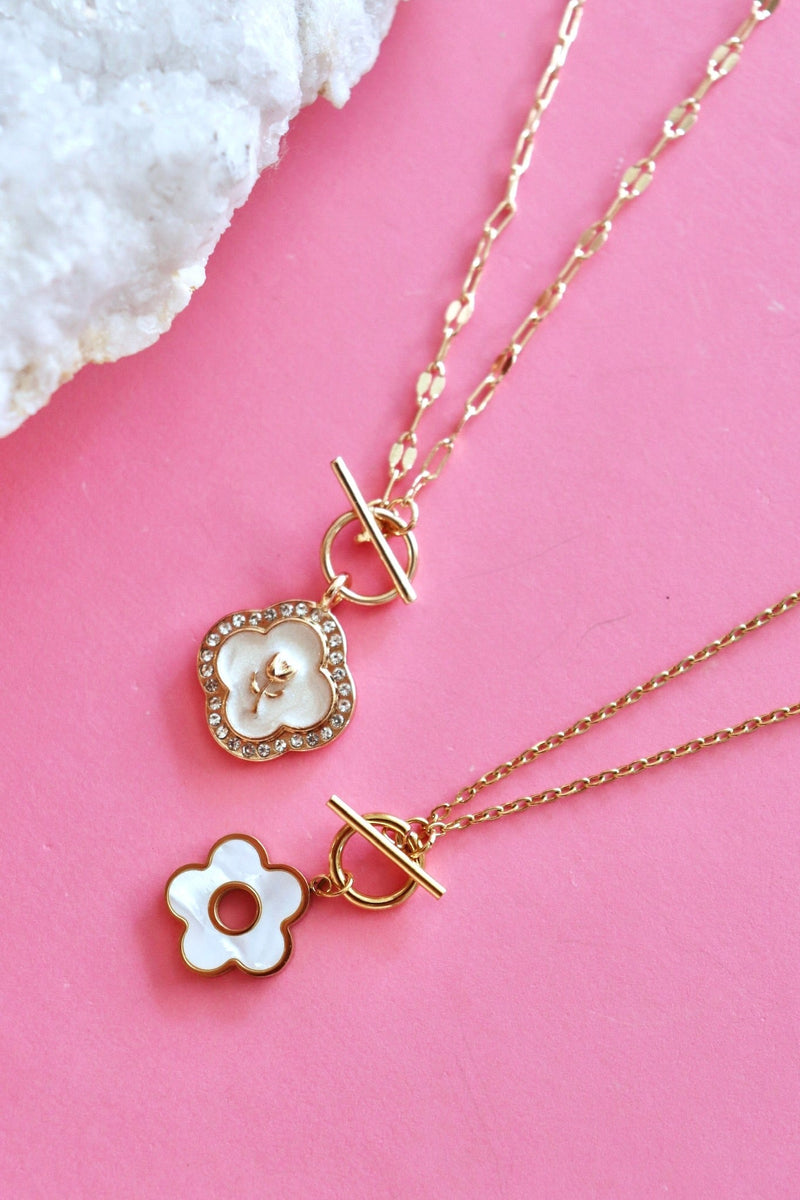 Flower Pendant Toggle Necklaces NECKLACES Josslyn 