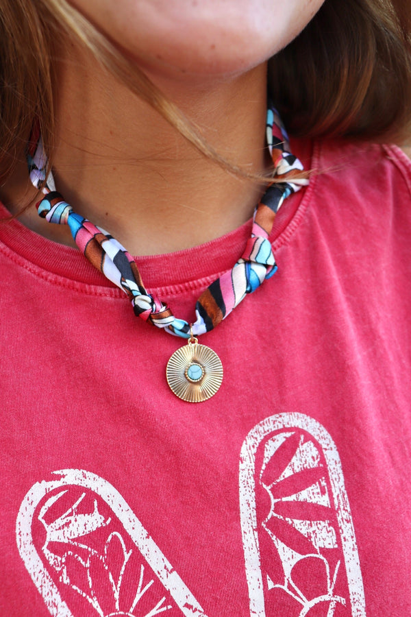 Bandana Scarf Pendant Necklace NECKLACES Josslyn 