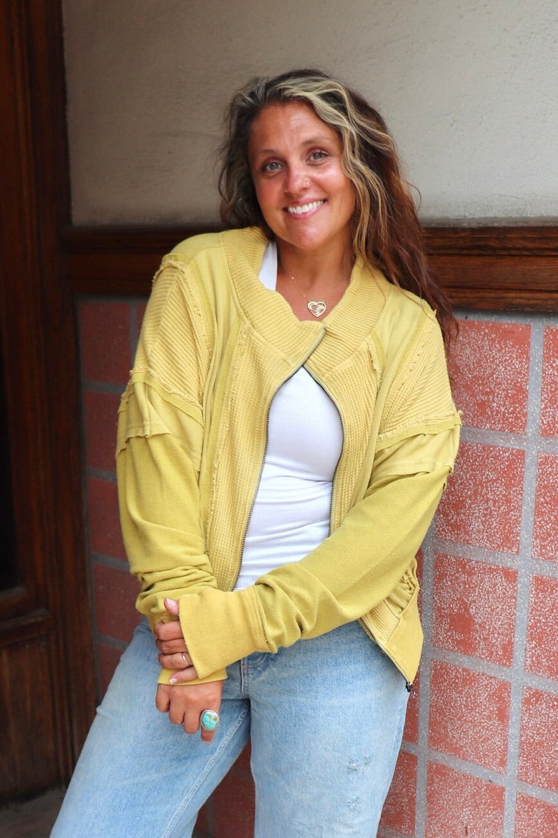 Charlotte Waffle Knit Zip Up OUTERWEARS OLI & HALI 