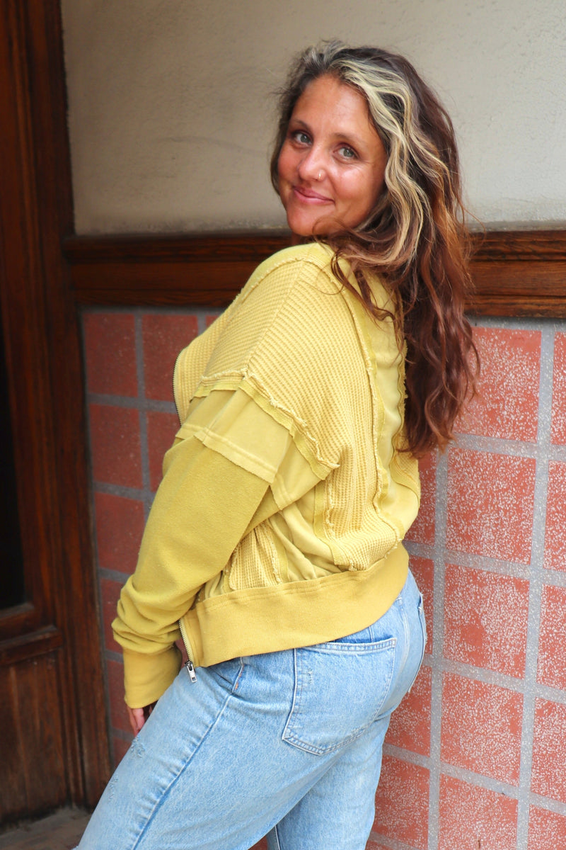 Charlotte Waffle Knit Zip Up OUTERWEARS OLI & HALI 