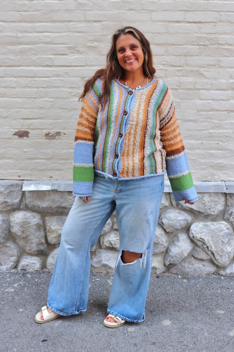 Senna Stripe Cardigan OUTERWEARS EESOME 