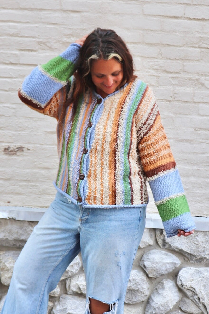 Senna Stripe Cardigan OUTERWEARS EESOME 