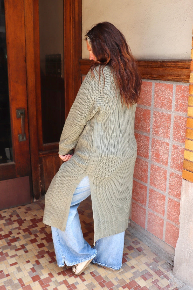 Charlie Knit Duster in Dusky Olive OUTERWEARS POL 