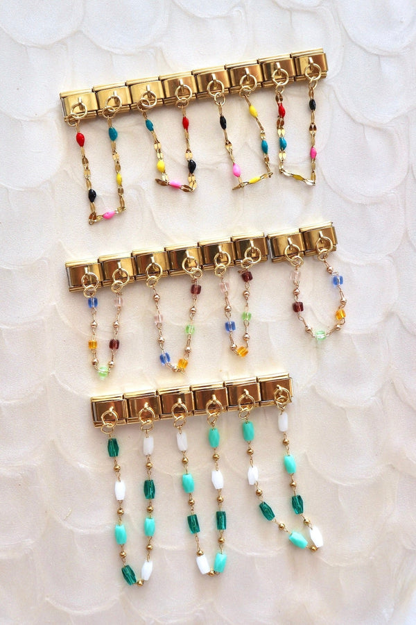 Italian Charms | DOUBLE CHAIN BEADED ITALIAN CHARM BAR LAMOON 