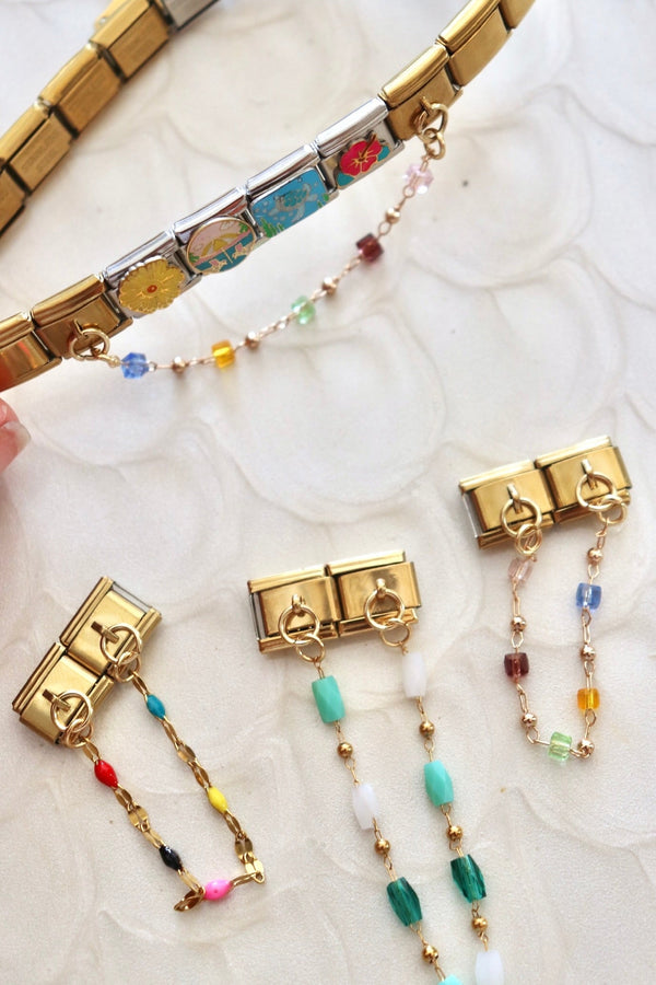 Italian Charms | DOUBLE CHAIN BEADED ITALIAN CHARM BAR LAMOON 