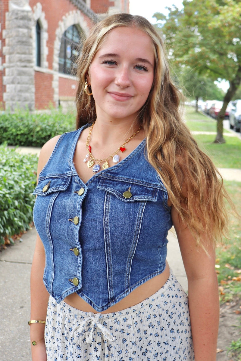 Denim Vest in Deep Indigo OUTERWEARS Listicle 