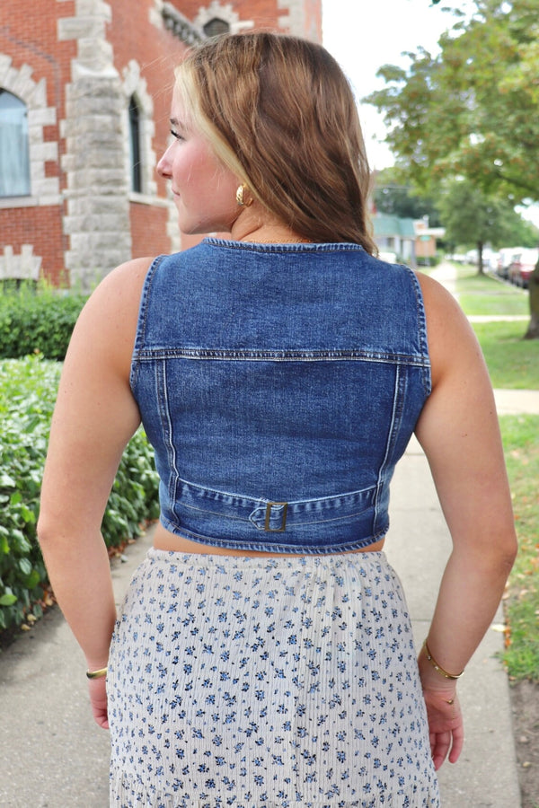 Denim Vest in Deep Indigo OUTERWEARS Listicle 