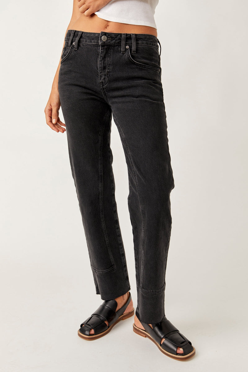 FREE PEOPLE | Risk Taker Straight Jeans in Main Squeeze Black Wild Bohemian 