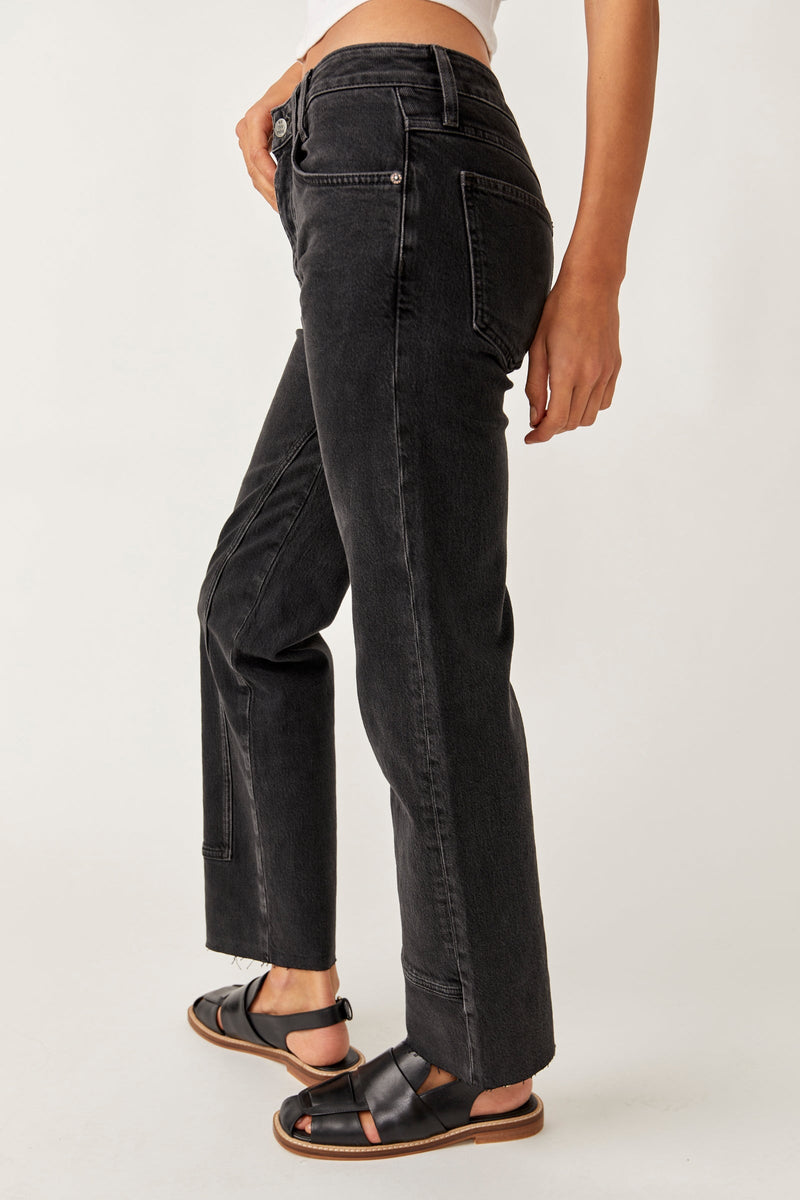 FREE PEOPLE | Risk Taker Straight Jeans in Main Squeeze Black Wild Bohemian 