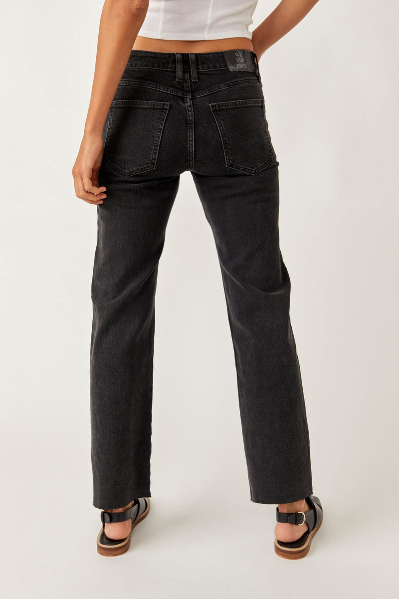 FREE PEOPLE | Risk Taker Straight Jeans in Main Squeeze Black Wild Bohemian 