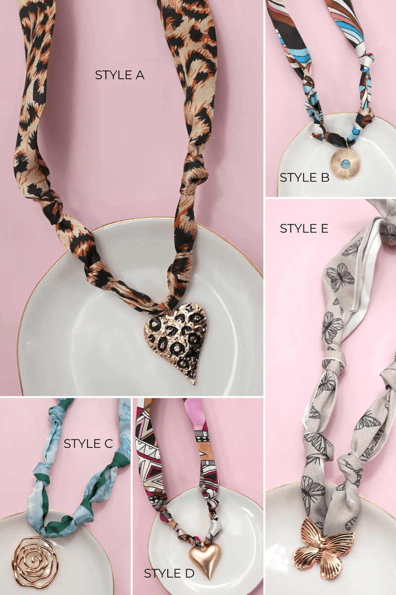 Bandana Scarf Pendant Necklace NECKLACES Josslyn 