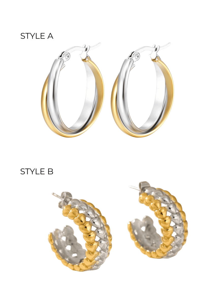 Tarnish Free Mixed Metals Hoop Earrings EARRINGS Josslyn 