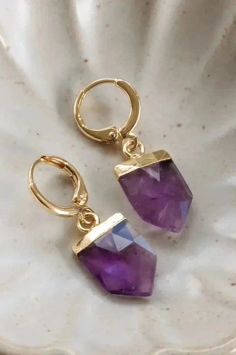 Deco Gemstone Earrings EARRINGS Luna Norte AMETHYST 