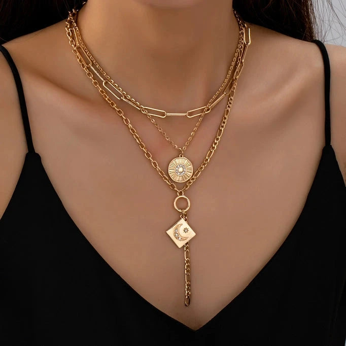 Multilayered Layered Drop Necklaces NECKLACES Josslyn STYLE A 