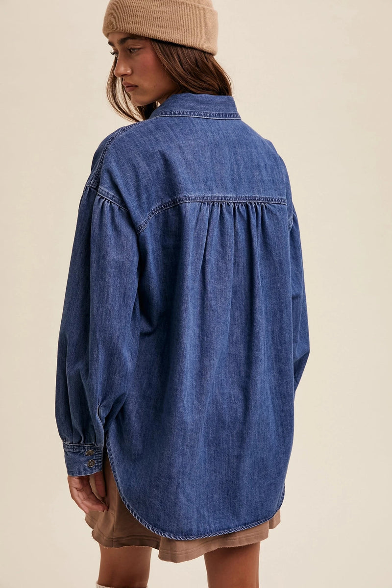 Denim Button Down Shirt TOPS Listicle 