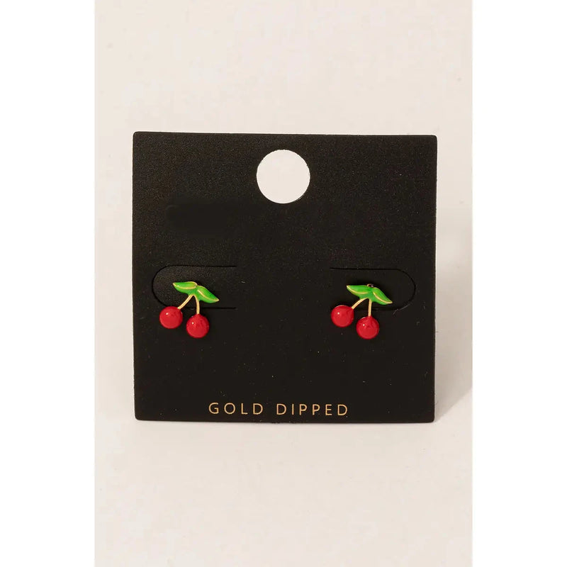Gold Dipped Cherry Studs Wild Bohemian 