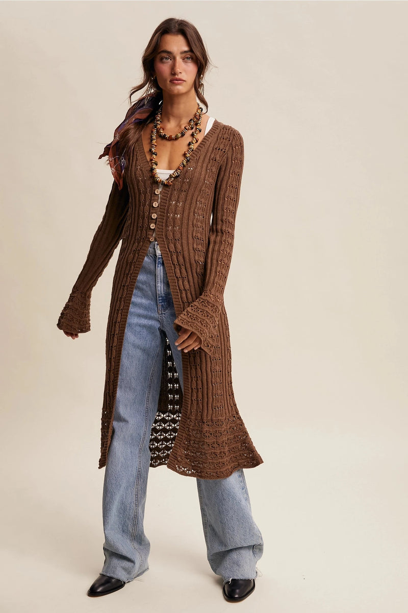 Chelsea Crochet Duster Cardigan OUTERWEARS Listicle 