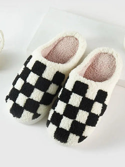 Plush Checkered Slippers Wild Bohemian 