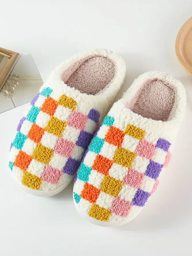 Plush Checkered Slippers Wild Bohemian 