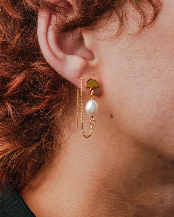 Art Deco Gemstone Threader Earrings EARRINGS Luna Norte PEARL 