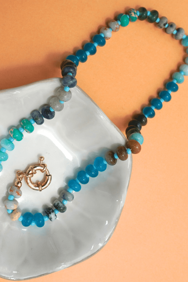 Natural Stone Toggle Necklace NECKLACES Josslyn BLUE 